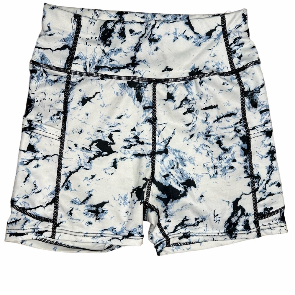 SHEIN Blue & White Bike Shorts High Waisted Small